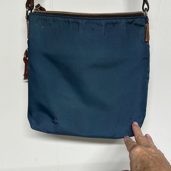 Dooney & Bourke Blue and Brown Logo Bag - Picture 3 of 14